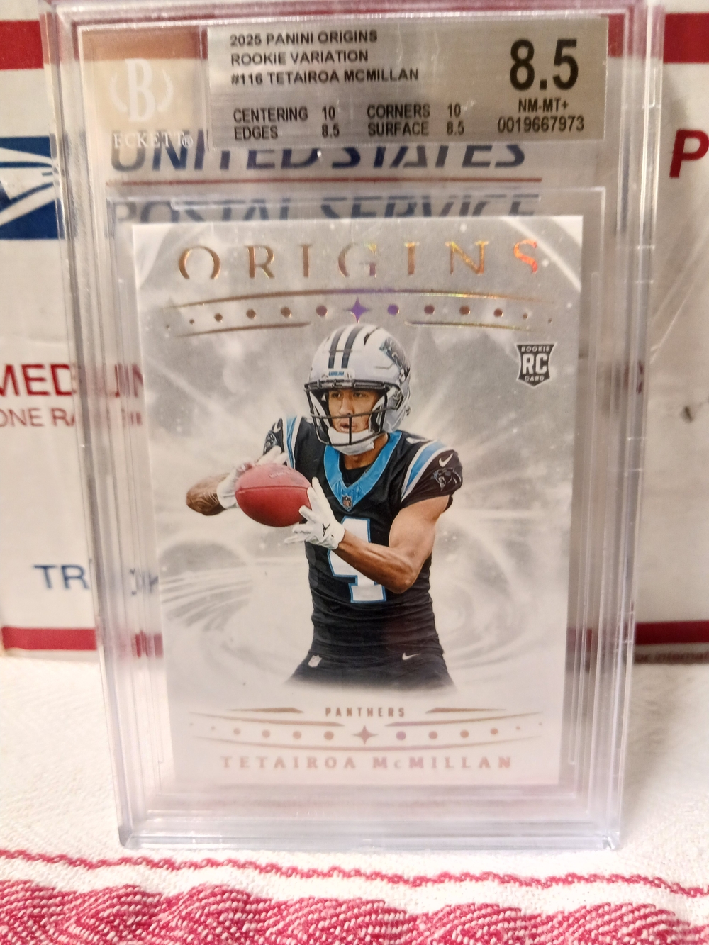 2025 Panini Origins Rookie Card Variations - TeTaIroa McMillan  Black Tealbgs8.5